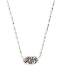 A dainty stone and delicate metallic chain combine to create the Elisa Silver Pendant Necklace in Platinum Drusy, your new favorite wear-anywhere accessory. This pendant necklace can be paired with any look, providing that extra touch of timeless style. Make the Elisa Silver Pendant Necklace a staple in your wardrobe and you will not be disappointed. Stunning Necklace, Silver Pendants