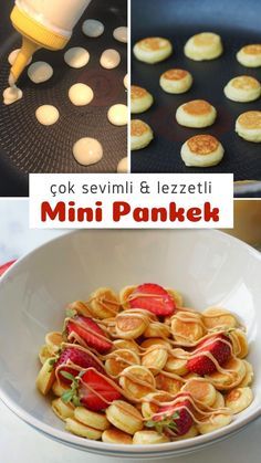 mini pancakes are being cooked in a pan