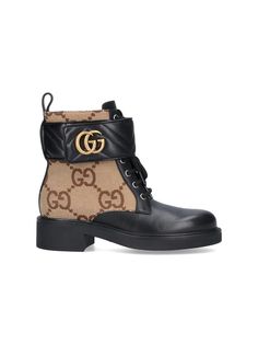 Gucci Beige, Black, Gg, Leather Gucci Designer Black Boots, Gucci Luxury Boots, Designer Black Gucci Boots, Black Designer Gucci Boots, Gucci Black Luxury Boots, Luxury Black Gucci Boots, Leather And Canvas, Gucci Gg Marmont, Same Love