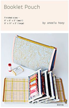 Aneela Hoey booklet Pouch Pattern zipper sewing notions storage pouch gift Aneela Hoey, Unique Pouch, Sewing Machine Needle, Pouch Sewing, Pouch Pattern, Sewing Items, Storage Pouch, Sewing Tips, Fat Quarters