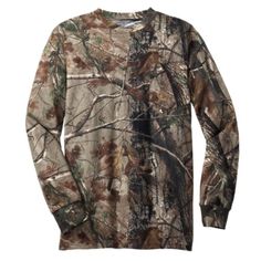 Real Tree Camo Long Sleeve Shirt Camouflage Cotton Shirt For Outdoor, Outdoor Camouflage Cotton Shirt, Long Sleeve Camouflage Cotton Shirt, Long Sleeve Camouflage Shirt For Fall, Camouflage Long Sleeve Shirt For Fall, Fall Camouflage Long Sleeve Shirt, Camouflage Long Sleeve Cotton Shirt, Fall Camouflage Crew Neck T-shirt, Fall Camouflage T-shirt With Crew Neck