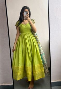 Frock Kurta Designs Women, Cotton Suit Back Neck Design, Maxi Dress Ideas Indian, Traditional Dresses Indian Kurtis, Traditional Chudidar Dress, One Piece Dress From Saree, Cotton Saree To Kurti Convert Ideas, Dress Ideas With Saree, Long Frock From Saree