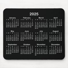 a black and white calendar mouse pad