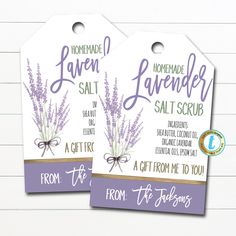 two lavender lavender salt scrub gift tags