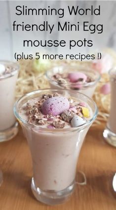 Mini Egg mousse pots | Recipe (Slimming World friendly) - Stacey in the Sticks Slimmers World Recipes, Quark Recipes, Easter Pudding, Mini Egg, Calorie Recipes, Mini Eggs, World Recipes, Easter Recipes