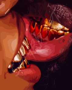 a painting of a woman's mouth and teeth