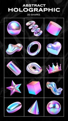 abstract holographic 3d shapes