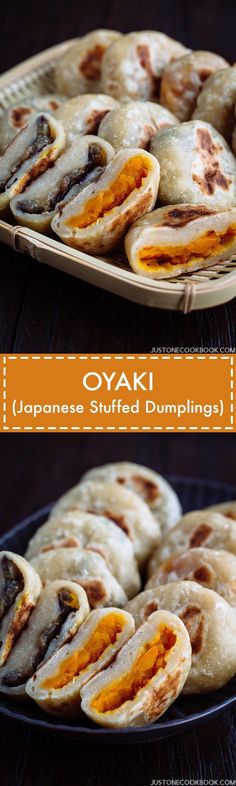 japanese stuffed dumplings on a plate with text overlay