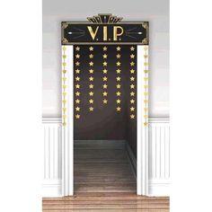 an open door with stars on it and the word'vap'written in gold