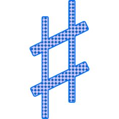 the letter h is made up of blue and white checkered fabric with two crosses on each side