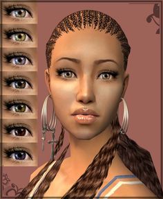 an image of a woman's face with many different types of eyes and hair