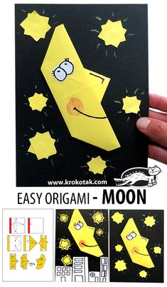 an easy origami moon craft for kids to make