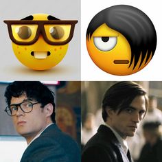 three different emoticions with one wearing glasses and the other looking like an angry man