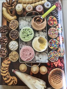 a cookbook with an assortment of desserts and pastries on the cover is open