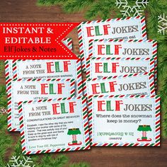 printable elf jokes and notes for christmas