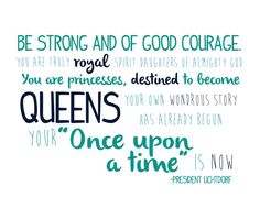 a quote with the words queen's once upon a time in green and blue