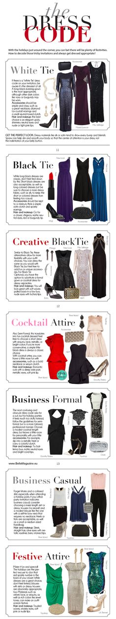 holiday dress code decoded Types Of Clothes, Mode Tips, White Tie, Looks Style, Mode Inspiration, Dress Code, Dress Codes, Fashion Sense