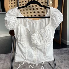 Reposhing This Item I Purchased From @Audreyy25. Loved It, But Ready To Rotate For Something New. Questions? Leave A Comment Below! White Summer Blouse, Frilly Top, White Short Sleeve Blouse, Summer Blouses, Puff Sleeve Blouse, Pajama Shirt, White Short, Fit N Flare Dress, White Summer