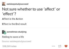 Where was this my whole life?!? Affect Vs Effect, Studera Motivation, Writing Inspiration Tips, Essay Tips, Writing Memes, Creative Writing Tips, Essay Writing Skills, Writing Motivation, Writing Inspiration Prompts