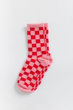 Brightly colors sock with checkerboard cuff Available in 11 colors Retro Socks, Checkered Socks, Getaway Dress, Retro Accessories, Streetwear Accessories, Pink Socks, Clothes Shopping, Cute Socks, Colorful Socks