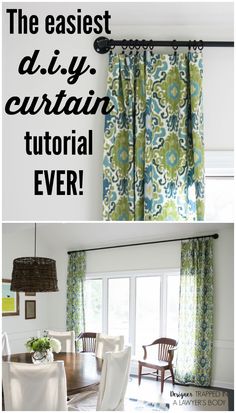 the curtains in this dining room are easy to sew and make them look like they have