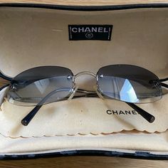 90s Authentic / Vintage Chanel Sunglasses. Comes With Box, Box Is Worn But Glasses Come In Excellent Condition. Slight Blue Tint. Very Rare! Vintage Chanel Sunglasses, Channel Vintage Sunglasses, Chanel Vintage Sunglasses, Chanel Black Sunglasses, Chanel Square Sunglasses, 2000s Chanel Sunglasses, Chanel Vintage Sunglasses Brown, Alice Glass, Chanel Blue