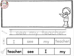 i see my teacher worksheet with the words and pictures below it for children to learn