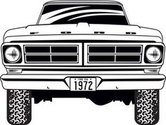 a black and white drawing of a truck with the number 19 on it's front bumper