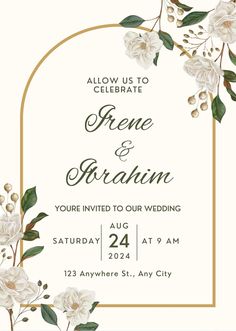 Floral Wedding Invitation Template Undangan Pernikahan Elegant, Elegant Wedding Invitations Classy, Wedding Elegant Classy, Engagement Invite, Outdoor Brunch, Marriage Invitation, Engagement Invitation Cards, Wedding Card Frames, Classy Wedding Invitations