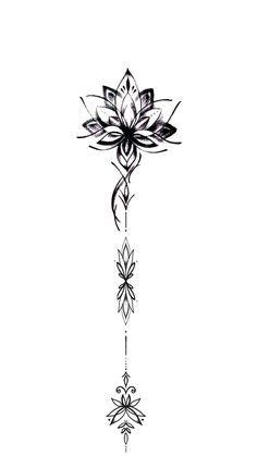 a black and white drawing of a cross with flowers on the side, surrounded by leaves