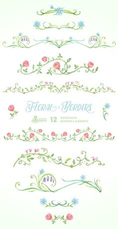 floral borders with flowers and leaves