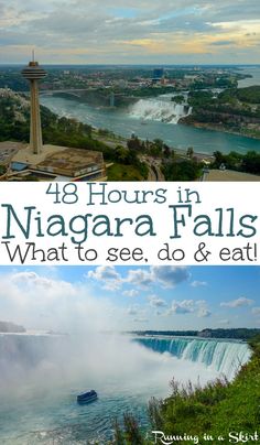 niagara falls with text overlay that reads 48 hours in niagara falls what to see, do and eat