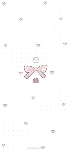 a wallpaper with hearts and bows on it