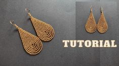 two pairs of gold earrings with the word,'how to make beaded jewelry? '