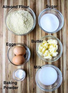 ingredients to make an egg muffin recipe on a wooden table with text overlay