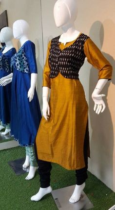 Salwar With Overcoat, Short Jacket Kurti Designs Latest, Over Coats On Kurtis, Coat Model Kurtis, Indian Jackets, Kalamkari Dresses, Lehenga Designs Simple