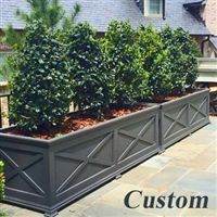 Custom Boxwood Planters Extra Large Outdoor Planters, Railing Flower Boxes, Front Yard Planters, Driveway Landscape, Yard Planters, Boxwood Landscaping, Long Driveway, Long Planter, Large Backyard Landscaping