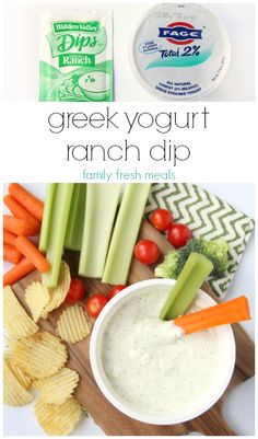 a bowl of ranch dip with carrots, celery and broccoli