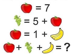 an apple, banana, and grapes are arranged in the same order to solve this puzzle