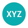 the xyz logo is shown in blue and white