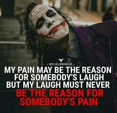 the joker quote is shown with an image of his face painted in red and white