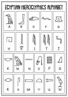 egyptian hieroglyphics alphabet worksheet for kids to learn and practice