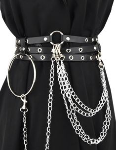 PRICES MAY VARY. HIGH QUALITY:Punk waist body chain is made of leather and alloy. With a variety of chains,Exquisite workmanship, easy to put on and take off. PRODUCT SIZE：The leather part is 240cm/95inch long and adjustable in size. The size of each person is adjustable and suitable for most women to wear. It can be paired with appropriate clothing for different events. PERFECT DESIGN: Classic style, Delicate and simplistic looking, More bright and eye-catching, Perfect lobster clasp design, Ea Goth Harness, Goth Belt, Alternative Accessories, Black Waist Belt, Body Chain Harness, Harness Fashion, Chain Harness, Horror Costume, Shikamaru Nara