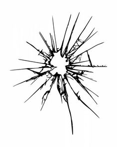 a broken glass is shown in black and white