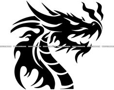 a black and white dragon tattoo design