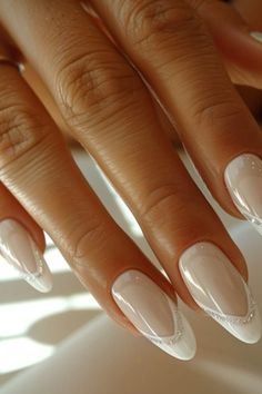 wedding nails, nail inspo, nail ideas, bride nails, that girl nails Diy Bridal Nails, Bach Nails Bride, Bride French Nails, French Nails For Wedding, French Manicure With Sparkle, Bridal French Nails, Wedding French Nails, Bride Nails Wedding Elegant, French Tip Bridal Nails