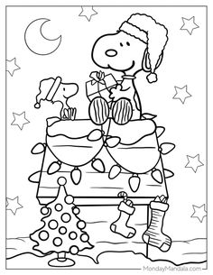 a charlie brown christmas coloring page for kids to print out and color with the peanuts on it