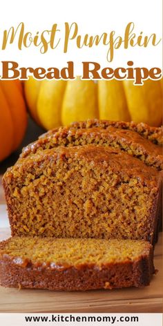 a loaf of pumpkin bread sitting on top of a cutting board