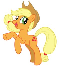 an orange pony with long blonde hair and big eyes, standing on one leg in the air