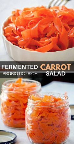 an image of carrots in jars with the text fermented carrot salad